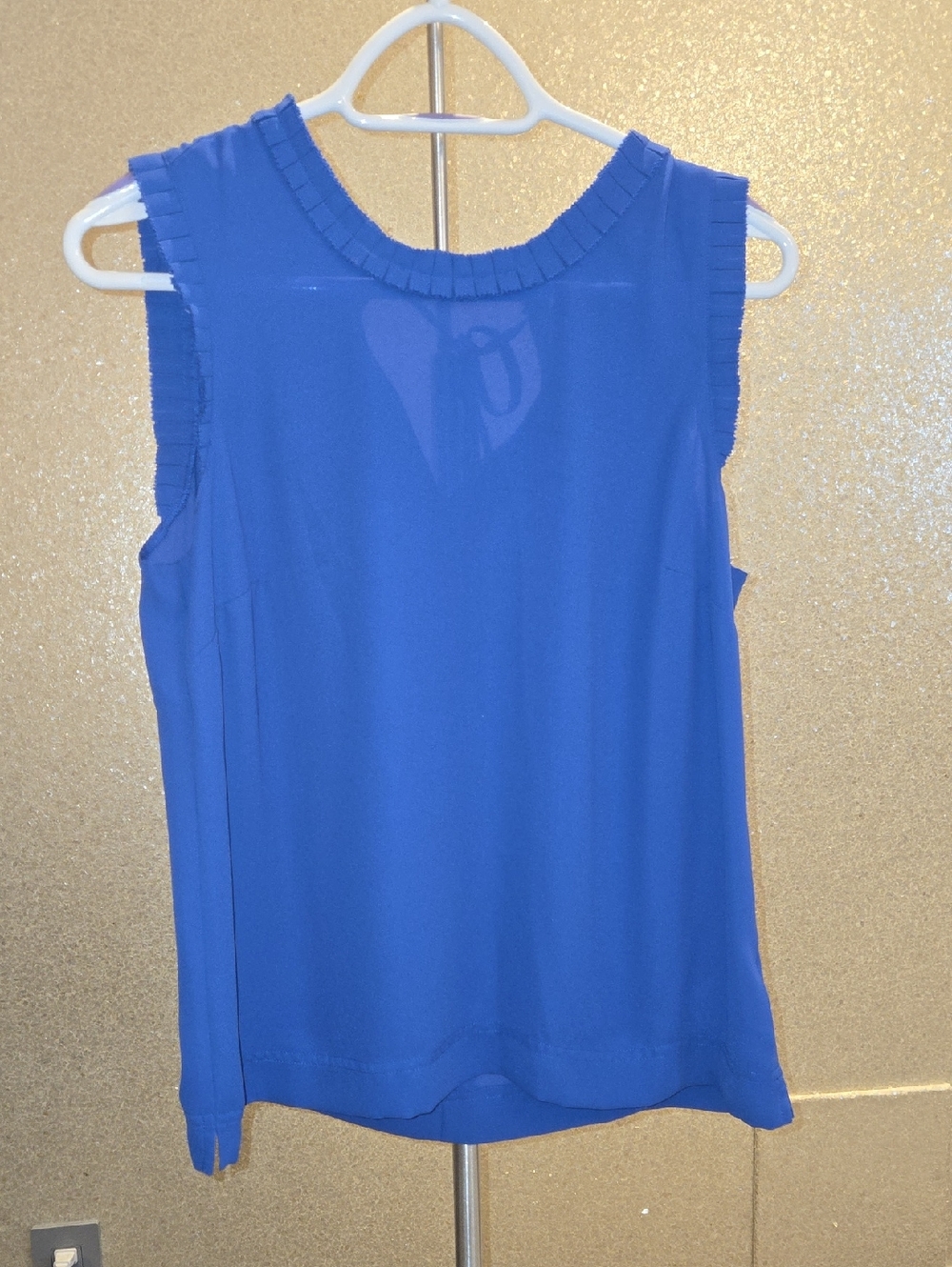J Crew Sleeveless Ruffle-Trim Blouse - Blue